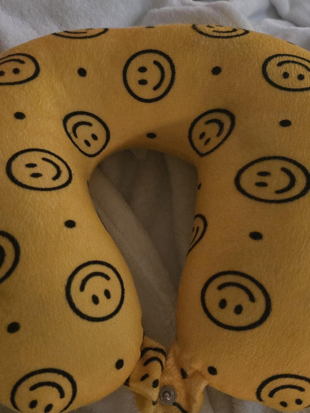 Kids Yellow Smiley One-Piece Travel Neck Pillow